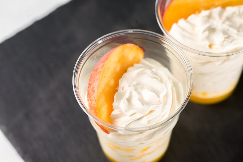 Peach Cobbler dessert in a cup